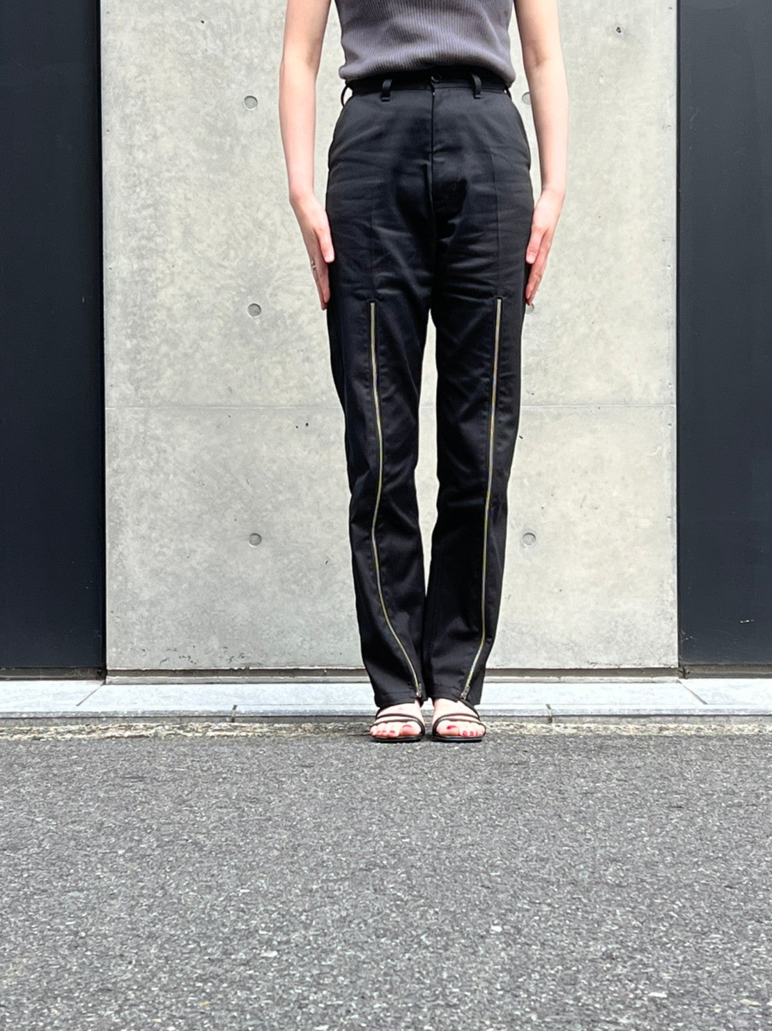 Long Zipper Straight Pants